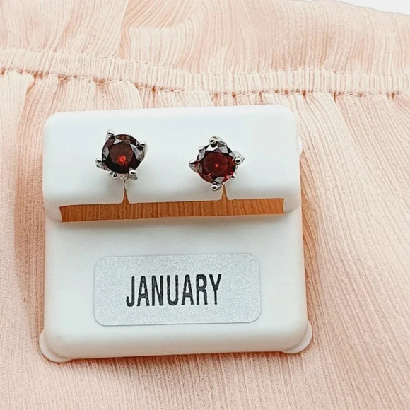 "Birthstone S925 Sterling Silver CZ Stud Earrings for Women/Girl, US19251040 - Picture 8 of 10